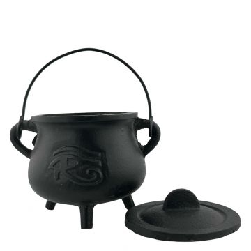 Cast Iron Cauldron w/ Lid 4.5" Eye of Horus